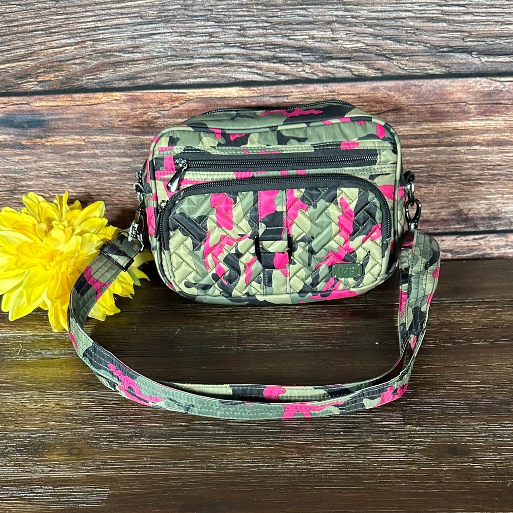 Lug Stylish Carousel 3 in Camo Orchid Adjustable Crossbody Shoulder Bag!
